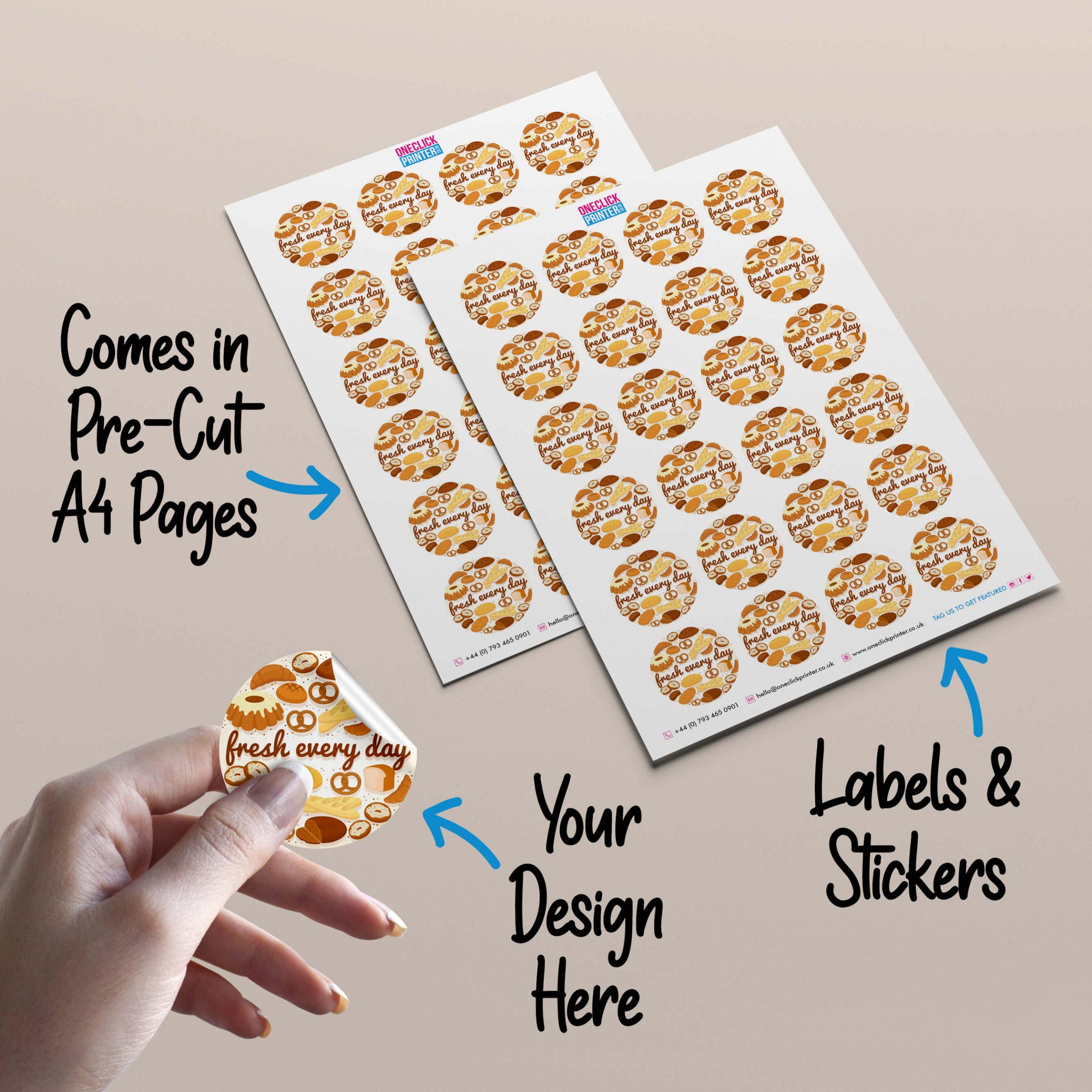Name Stickers 400 Custom 40mm Round Stickers - Personalized Printed ...