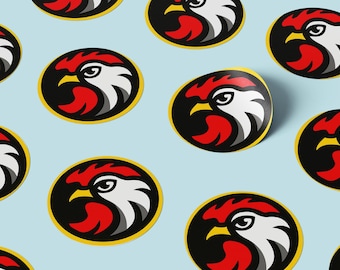 Ronde sticker 40 mm Chicken fun voor scrapbooking. Pak van 24.