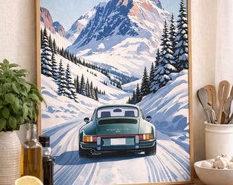 Porsche 911 Poster Porsche Poster Vintage Car Poster Minimalistic Porsche Wall Art Illustration Aesthetic Print