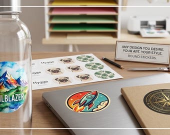 Custom Printed Round Stickers | Your Artwork, Logo, or Design 40mm or 60mm - Matte Finish
