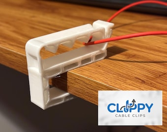 Clippy, The Worlds First Screw-less, No Adhesive Desktop Cable Tidy Organiser - For 13mm Thick Desk - Or fully customise for any desk size.