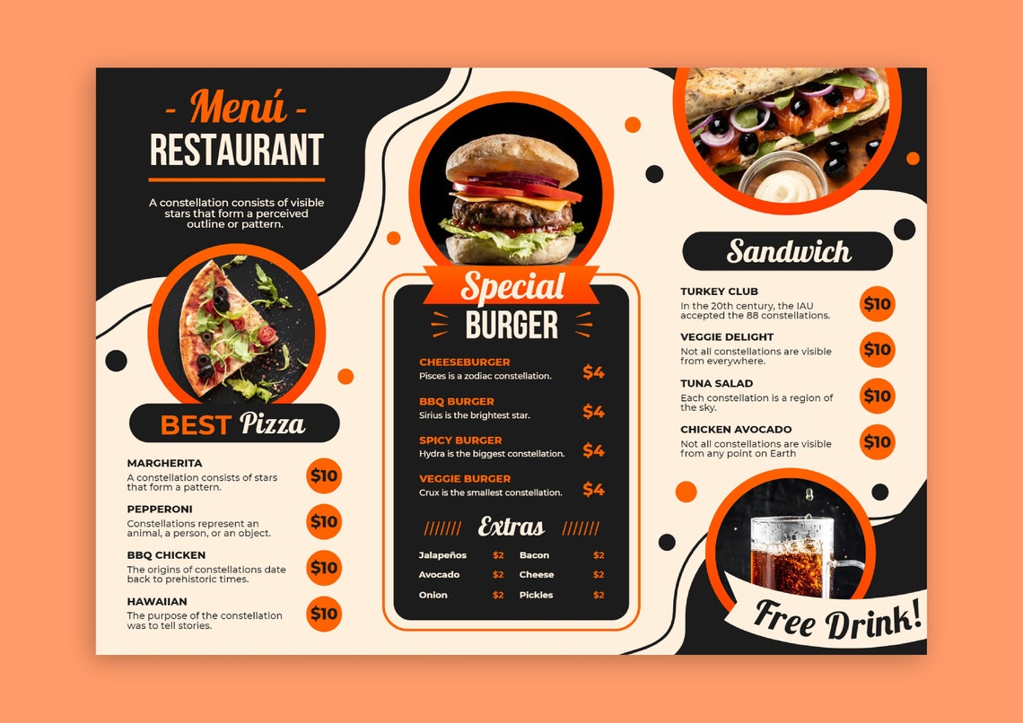 We Will Create a Printable Menu for Your Restaurant, Take Away or Food ...