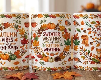 Mug 11oz Handmade Ceramic Autumnal Mug, Cozy Fall Coffee Cup, Aesthetic Pottery Drinkware, Pumpkin Spice Mug