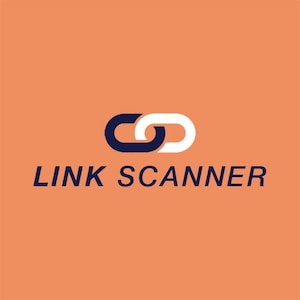 May include: A logo for a website or service called "LINK SCANNER". The logo features a stylised white chain link with a blue chain link inside it.