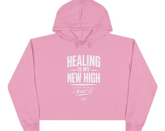 La sanación es mi nueva sudadera corta con capucha y texto inspirador.