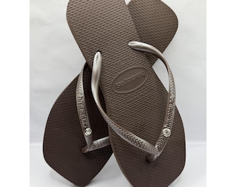 Brown Square Toe Flip Flops | Minimalist Summer Beach Sandals