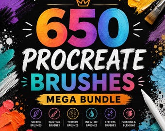 650 Procreate Brushes Mega Bundle | Ultimate Digital Art Brush Set for iPad | Instant Download