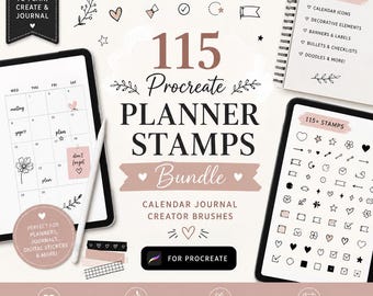 115 Procreate Planner Stamps Bundle | Calendar Journal Creator Brushes (Digital Download)
