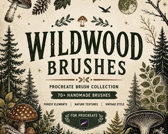 Wildwood Procreate Brushes Bundle | Woodland  Forest Texture Brush Pack | Nature Illustration Brushes for iPad Procreate | Vintage Wild