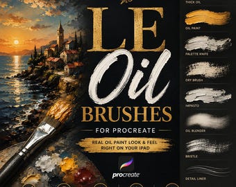 LE Oil Brushes for Procreate | Realistic Oil Painting Brush Set | Classic Oil Texture & Blending Digital Art Toolkit