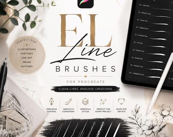 EL Line Brushes for Procreate | Clean Precision Lineart Brush Set | Sketching, Inking & Illustration Digital Brush Pack