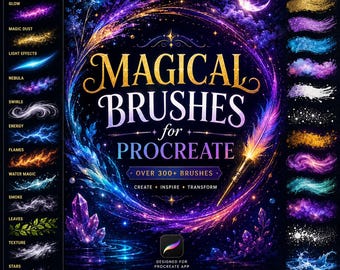 Magical Brushes for Procreate | Fantasy Sparkle, Glow & Magic Effects Brush Set | Digital Art Illustration Brushes Pack