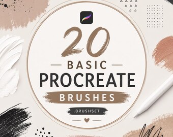 20 Basic Procreate Brushes Bundle | Essential Drawing & Sketching Brush Set | Digital Art Toolkit for Illustration, Painting Design