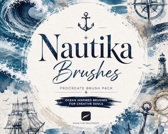 Nautika Procreate Brushes Pack | Ocean & Nautical Style Digital Brushes for Procreate | Sea Texture Brush Set for iPad Artists