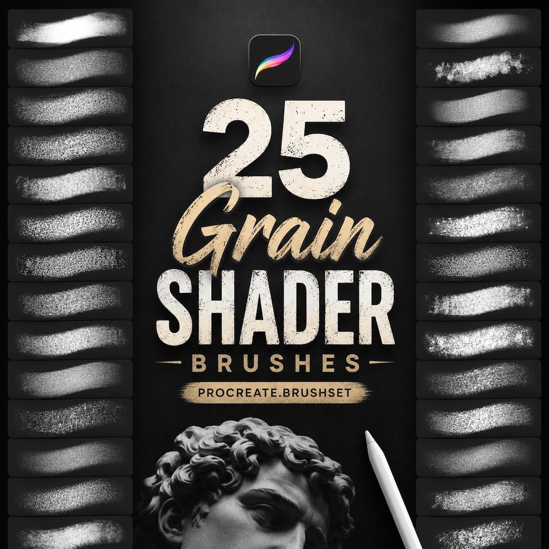 25 Grain Shader Brushes for Procreate | Textured Grain Brush Set ...