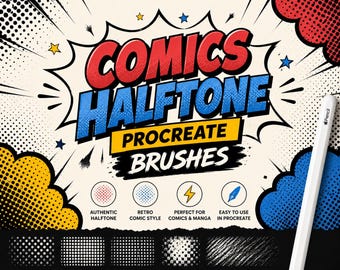 Comics Halftone Procreate Brushes – Retro Dot Texture & Comic Effect Brush Set