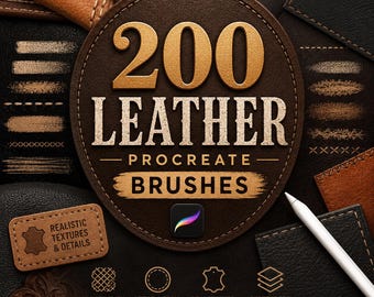 200 Leather Procreate Brushes Bundle – Realistic Leather Texture & Stitch Effects