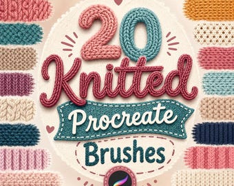 20 Knitted Procreate Brushes – Cozy Yarn Texture Pack for Digital Art & Illustration