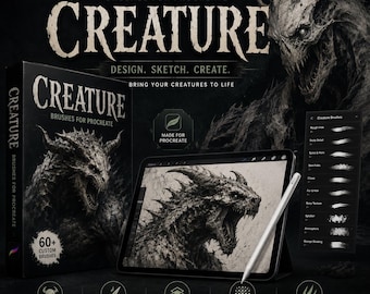 CREATURE – Brushes for Procreate | Monster & Fantasy Creature Stamp Brush Set | Digital Illustration Toolkit for Artists