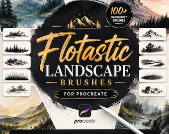 Flotastic Landscape Brushes for Procreate | Nature & Scenery Illustration Brush Set | Mountains, Trees, Sky  Environment Art Toolkit