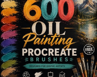 600 Oil Painting Procreate Brushes Bundle | Realistic Oil Paint Brushes for Procreate | Digital Art Brush Set
