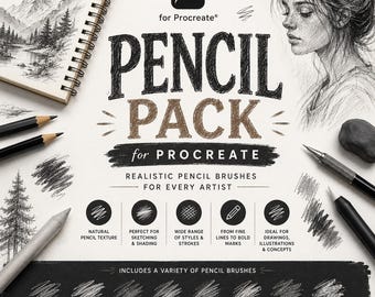 Pencil Pack for Procreate | Realistic Sketch & Drawing Brushes | HB, 2B, Soft Pencil Texture Digital Brush Set for Artists
