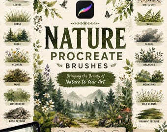 Nature Procreate Brushes Bundle | Organic Texture & Botanical Brushes for iPad | Leaves, Grass Natural Digital Art Brush Set