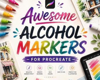 Awesome Alcohol Markers for Procreate | Realistic Brush Pack | Digital Drawing Tools | iPad Illustration Brushes