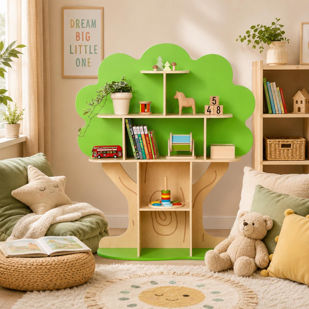Tree-shaped Kids Bookshelf, Montessori Book Storage Organizer, Reading ...