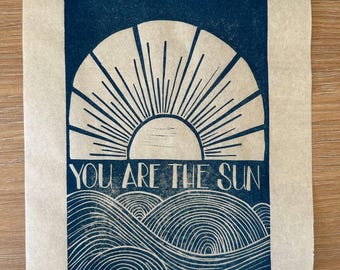Tu sei il Sole / Stampa su linoleum / blu scuro