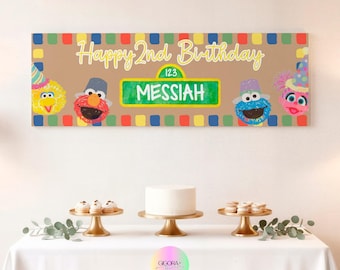 Sesame Street Inspired Birthday Banner | Customizable Party Decoration (Digital Download)