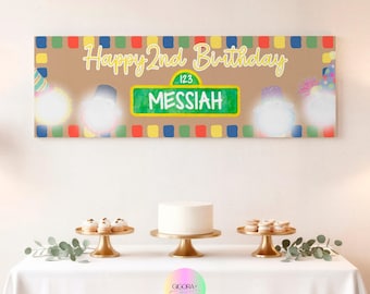 Pancarta de cumpleaños inspirada en Barrio Sésamo / Decoración de fiesta personalizable (Descarga digital)