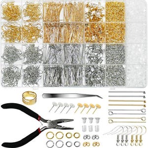 Earring Making Kit 3824 Pieces | DIY Jewelry Findings and Pliers | Earring Hooks Jump Rings and Pins for Crafts