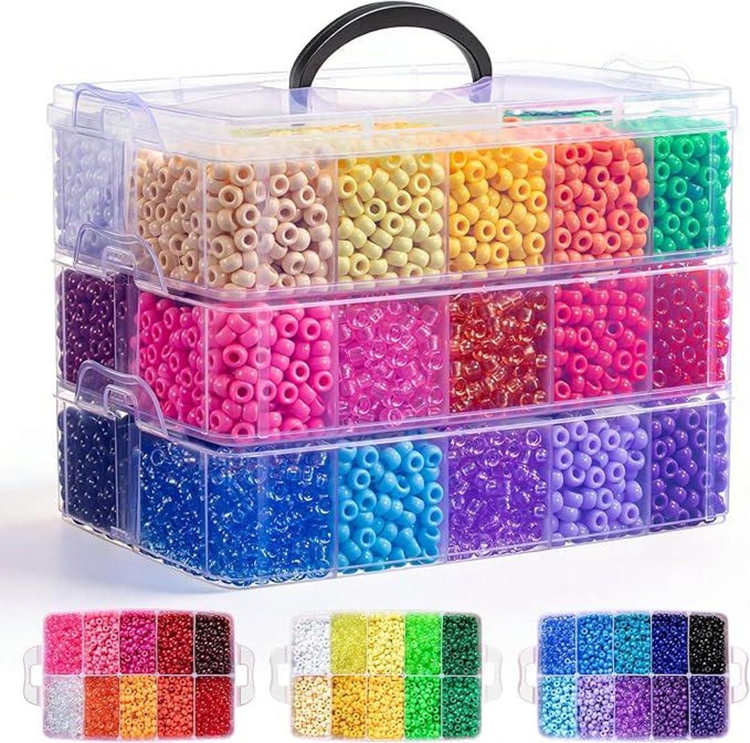 10000pcs Pony Beads Kit 30 Colors | Rainbow Kandi Beads for