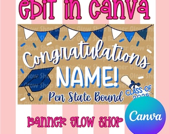Customizable Graduation Banner, Editable Canva Template, Party Decor (Digital Download)