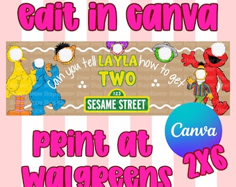 Banner imprimible de Walgreens / 2x6 / Cumpleaños de Inspired Creatures / ENLACE DE CANVA / Cumpleaños de Street Friends / Descarga digital