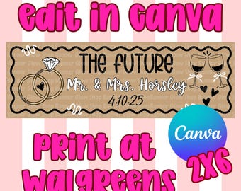 Engagement Party Banner Template  – Printable Party Decor (Digital Download) 6x2 ft