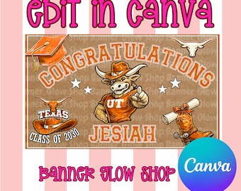 UT graduation banner template  | digital download | University of Texas at Austin Grad Banner