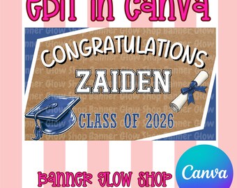 Graduation Banner Mockup Template | Customizable Canva Design (Digital Download)