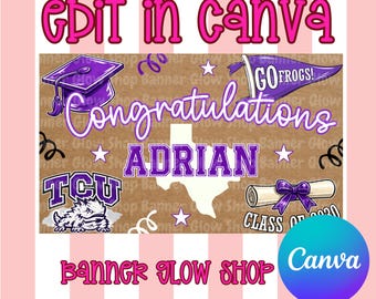 TCU graduation banner template | 36 x 60 DIY Painted Sign | Digital Download