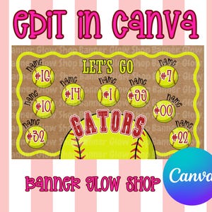 School Spirit Softball Banner Template | Editable Canva Banner | Senior Night Sports Theme  | DIGITAL DOWNLOAD