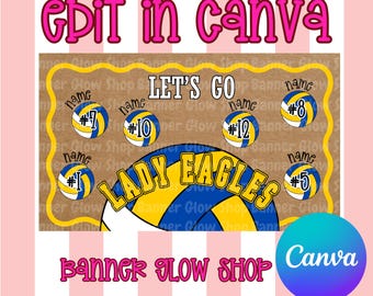 School Spirit Volleyball Banner Template | Editable Canva Banner | Senior Night Sports Theme  | DIGITAL DOWNLOAD