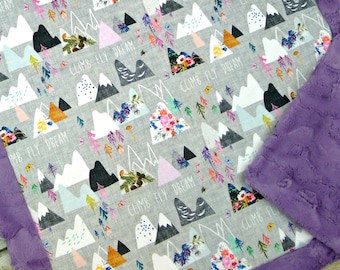 Manta personalizada - Manta para bebé - Manta para niña - Manta personalizada para bebé - Montañas - Manta de montaña - Manta de aventura para bebé