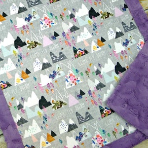 Personalized Blanket - Baby Blanket - Baby Blanket Girl - Personalized Baby Blanket - Mountains - Mountain Blanket - Adventure Baby Blanket