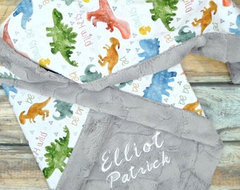 Personalized Minky Blanket -  Dinosaur Baby Blanket - Dino Baby Blanket - Minky Baby Blanket - Baby Gift - Dinosaur Nursery - Name Blanket