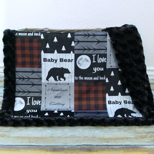 READY TO SHIP - Personalized Minky Baby Blanket - Faux Quilt - Baby Bear Blanket - Baby Boy Gift - Woodland Animals Blanket - Newborn Gift