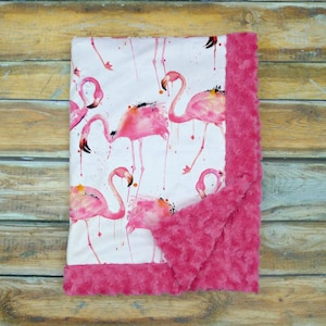 Flamingo Baby Blanket - Pink Flamingo Minky Blanket - Flamingo Blanket - Florida Blanket - Personalized Girl Blanket - Teen Girl Gift