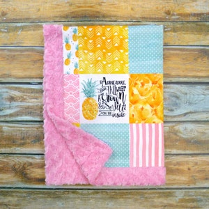 Personalized Pineapple Minky Baby Blanket - Pineapple Blanket- Baby Blanket - Pinapple Baby - Girl Baby Blanket