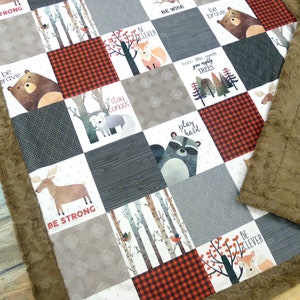 Personalized Woodland Baby Blanket - Woodland Nursery Faux Quilt - Minky Baby Blanket - Baby Blanket - Baby Blankets - Baby