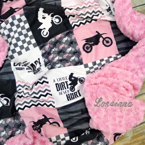 Personalized Motocross Blanket, Custom Motocross Team Soft Minky Fleece...